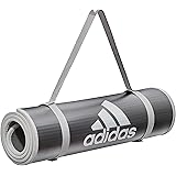 adidas(アディダス) トレーニングマット/ヨガマット 10mm 厚め 幅広 耐久性 滑り止め ストラップ付