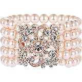 BABEYOND 1920s Flapper Bracelet Art Deco Pearl Bracelet Great Gatsby Elastic Imitation Pearl Bracelet Roaring 20s Accessories