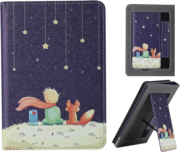 カバー と互換性 6インチ Kindle Paperwhite 第5/6/7/10世代(2012/2013/2015/2018年発売、モデル:EY21 & DP75SDI&PQ94WIF)、PU ケース もつ スタンド と ハンドストラッ 機能、自動スリープ/ウェイク機能付き - 1