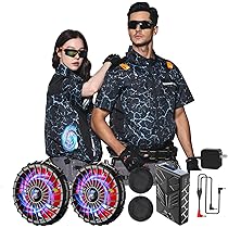 [風神マン] 50V 空調作業服半袖 ファンバッテリーセットファン付きベスト Amazon.co.jp: [風神マン] 50V 空調作業服半袖 ファンバッテリー