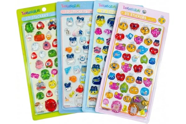 Ocuklyシール4枚たまごっち セット 3D立体 実心 ステッカー キャラクター グッズ 可愛い キラキラ デコシール 子供 貼り付け DIY用 手帳用 プレゼント向け プランナー・ノート・スマホ・ウォーターボトル