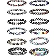THUNARAZ 12Pcs Hematite Bracelet Set for Men Women Magnet Stone Bracelet Anxiety Bracelet Relief Magnetic Therapy Bracelet