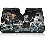 Amazon 猫面白い 車サンシェード フロントシェード ガラス 車用遮光 サンシェード 紫外線対策 折りたたみ式 吸盤付き 遮熱 日焼け防止 汎用 車用品 車 バイク 車 バイク