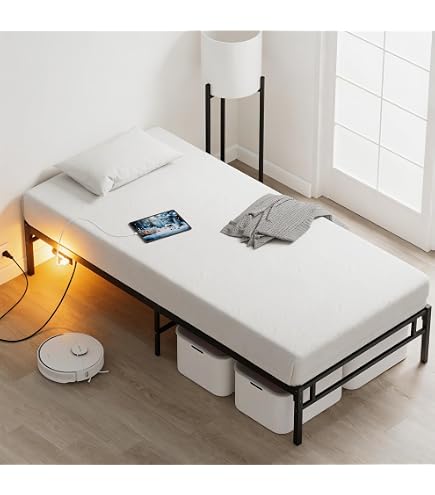 Amazon｜宮棚無しパイプベッド シングルベッド ブラック センター脚