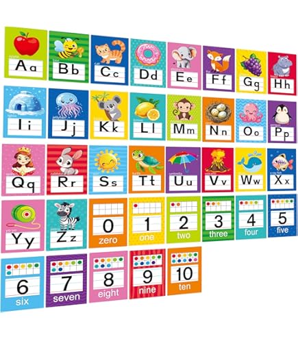 Amazon.co.jp: 4パック - ABCアルファベット+数字1-10 + 図形+カラー