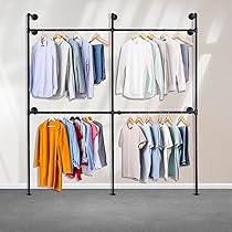 Amazon｜Toriexon 工業用パイプ衣類ラック 2部屋 2段 幅78.67