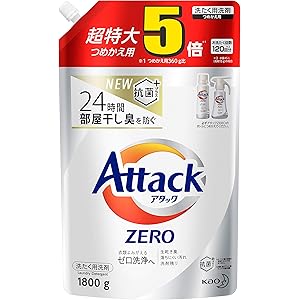 【大容量】アタック ZERO(ゼロ) 洗濯洗剤 液体 詰め替え 1800g(約5倍分)