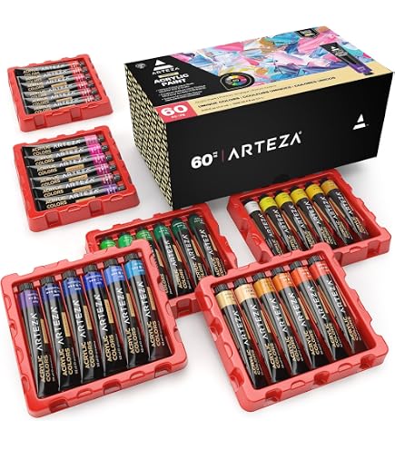 Amazon | ARTEZAメタリックアクリル絵の具、36色/チューブ（22 ml