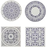 珪藻土 コースター 4ピースセット 断熱パッド 水切り コップトレイ 吸水 速乾 防カビ 防ダニ 消臭 抗菌