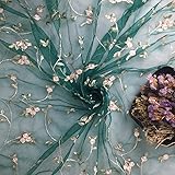 IRIZ 145*90cm 2018新しい水溶性ドレスレースファブリックメッシュ花柄刺繍生地 (ピンクグリーン)