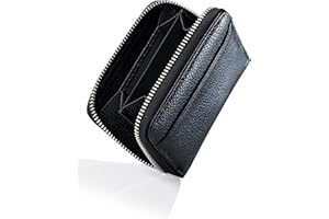 [NEESE] 小銭入れ コインケース 定期入れ 財布 本革 外ポケット カード6枚収納 メンズ レディース (ブラック, Medium)