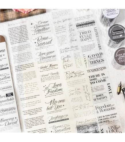 Amazon | 8シート コラージュ 素材 英字シール 8枚 アルファベット