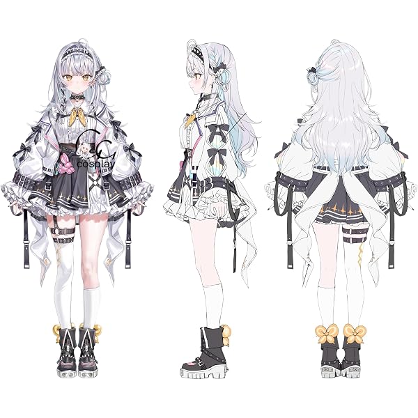 Amazon.co.jp: [fenglei] 実物撮影！銀城 サイネ コスプレ衣装+髪飾り+