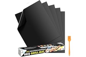 【RISIN】BBQ グリルマット BBQシート バーベキュー クッキング IH鍋敷対応 食器洗剤可、日本会社【100%テフロンで安全性、焦付き/粘着防止 両面使用可能 軽量 持ち運びやすい 繰り返す使用可能】超耐熱 260℃ FDA食品安全認証済 