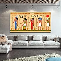 Amazon.co.jp: 古代エジプトの壁画キャンバス絵画スカラベ