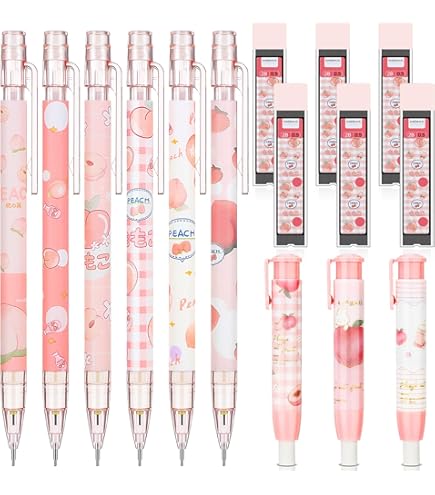 Crtiin Kawaii Cherry Blossom Stationery Set - 74 Piece Pink Sakura Pencil Case With Mechanical Pencils & Stickers