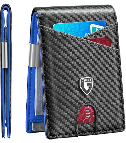 KM Legend RFID Blocking Leather Money Clip Wallet For Men - Slim Bifold Credit Card Holder With 4 Slots & ID Window, Carbon Black 2 thumbnail image