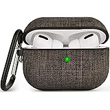 V-MORO AirPods Pro ケース （2022/2019用）エアーポッツプロ ケース カバー Airpods Pro保護ケース 分離式 キャンバス収納ケース おしゃれ カラビナ付き LEDライトが見える ワイアレス充電対応 キャンバス+PC