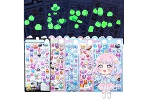 Skyfind 3Dシール 可愛い ボンボンドロップ ぷくぷく 立体 | おしりぷにぷに 夜光 ウォーター ごほうび ウォーターシール 手帳 日記帳 DIY デコ キラキラ 女の子向け 携帯電話飾り 手芸用品 贈り物