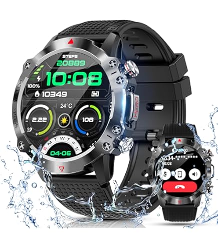 Amazon | スマートウォッチ【2024アップグレード・軍用規格  