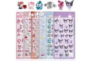 Sanrio Squishy Stickers, Set of 6, 3D, Plumi, Cute, For Girls, Boys, Diaries, Gifts, DIY Crafts