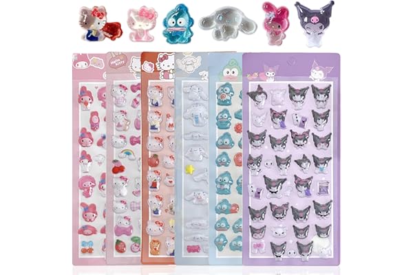 【6枚セット】 ぷくぷくシール ぷっくりシール 3D 立体 ぷくぷく クロミ 可愛い 女の子 男の子 手帳用 日記帳用 ごほうび DIYクラフト用