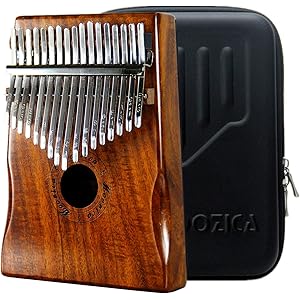 MOOZICA カリンバ 17キー C調 初心者向け 高品質アカシアコア木材 Kalimba 17key親指ピアノ 楽器 調音ハンマー 日本語説明書と楽譜 防振収納ケース付き