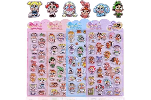 【4枚セット】 3Dシール ぷくぷくシール ぷっくり 立体 ぷくぷく 可愛い 女の子 男の子 手芸用品 手帳用 日記帳用 ごほうび DIYクラフト用