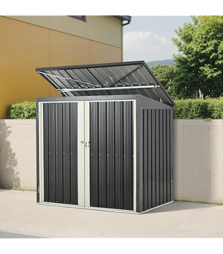 Amazon.co.jp: 大容量 屋外物置 ゴミ収納庫 スチール ブラック