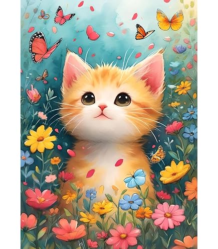 Amazon.co.jp: LEADINTOP ダイヤモンドアート セット 猫 30X40cm 花