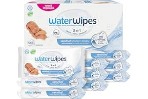 WaterWipes Sensitive Baby Wipes, Unscented, 540 Count (9 Packs of 60 Count)