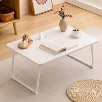 L THOOH 折畳テーブル 軽量60×40cm ホワイト コンパクト