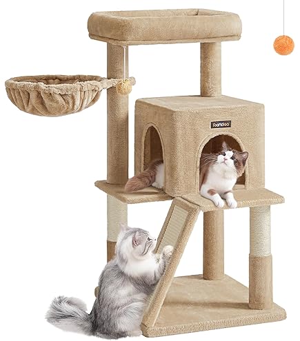 Amazon | pidan キャットタワー 据え置き 木製 ハンモック おもちゃ