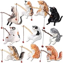 Amazon.co.jp: WATASHINO 猫 フィギュア 釣り猫 置物 水槽オブジェ