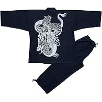 [江戸てん] 作務衣 デニム生地 （綿100％） しっかりしているのに柔らかい さむえ 通年 メンズ 大きいサイズ M/L/LL/3L/4L/5L リラックスウェア 部屋着 作業衣