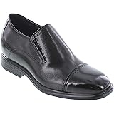 [CALTO] メンズ 目に見えないエレベーターの靴を増やす高さ - ブラックレザー穿孔スリップオン軽量ドレスローファー - 3インチ背の高いです