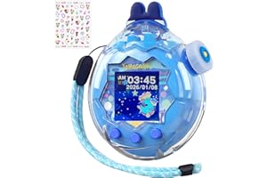 GOKEI 新登場 たまごっちパラダイス 保護ケース カバー 交換用キャップ付き 保護フィルム3枚付き ストラップ付き 実機検証済 For Tamagotchi Paradise ハードケース クリア PC素材 CASE 耐衝撃 すり傷防止 全周囲保護 耐久性 紛失防止 女の子 男の子 クリスマス プレゼント ギフト ライトブルーケース × 青い耳