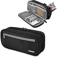 ProCase ペンケース 大容量 筆箱 シンプル 機能的 学生用 社会人用 多機能 –ブラック