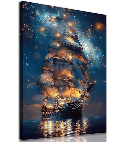 Amazon.co.jp: LZIMU 海賊船 キャンバス ウォールアート ヴィンテージ