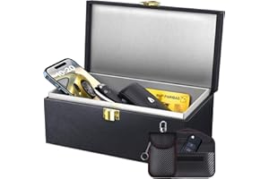 Samfolk Faraday Box with Faraday Pouch 2 Pack, Keyless Entry Car Key Safe Protector RFID Anti-Theft Signal Blocking Cages¡­ (XL)