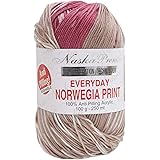 NASKA エブリデイ ノルウェージア プリント 毛糸 並太 Col.14 ピンク 系 100g 約250m N-99