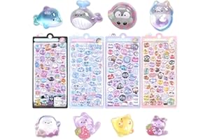 Chaojibao 第一世代 中空 ぷくぷくシール 可愛い 4枚セット 立体 ごほうびシール DIY用 キラキラな 女の子 デコシール 日記帳用 貼り付け可能 手芸用品 (4個) [並行輸入品]