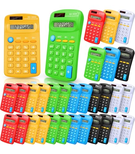 Aa Batteries Bulk 30 Pack Pocket Calculator Set - Small 4 Function Basic Calculators For Students, School, Office (6 Colors) Casio Calculator