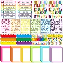 Science Fair Board Zubehör-Set – 60 Bordüren, 18 Untertitel, 6 Titel, 8 Buchstaben-Aufkleber – 92-teilig