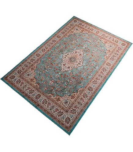 Amazon｜ペルシャ絨毯風 ペルシャ柄 ブルー 洗える カラー ラグ