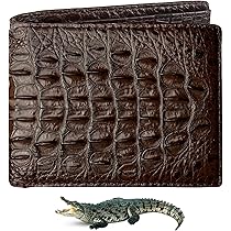 Amazon | [Genuine Crocodile leather] ダークブラウン 無双 ワニ皮 二 ...