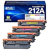 212A 212X トナーカートリッジ 4個パック (チップ付き) - HP 212A 212X W2120A W2120X 交換用 Color Enterprise M555dn M554dn M555x M554 M555 MFP M578プリンターに対応 (ブラック、シアン、イエロー、マゼンタ)。