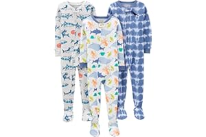 Simple Joys by Carter's Baby and Toddler Boys' 3-Pack Snug Fit Footed Cotton Pajamas