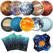 6-Pack Space Theme Table Runners - 14x108 Inch Galaxy Star Plastic Table Decor