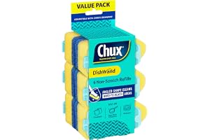 Chux Chux Dishwand Sponge Scourer Refills, Non-Scratch and Angled, 6 Count